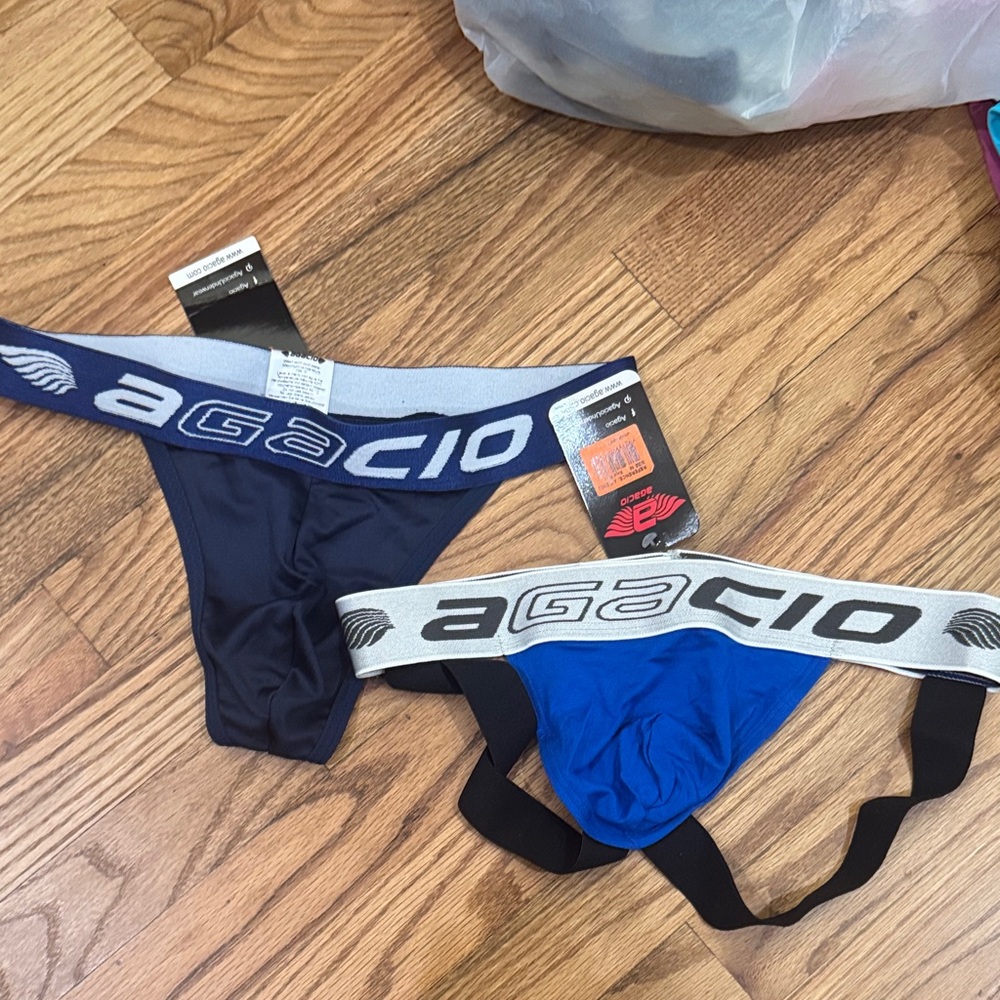 Agacio Men's thong and jockstrap - Navy and Blue ( both meidum)